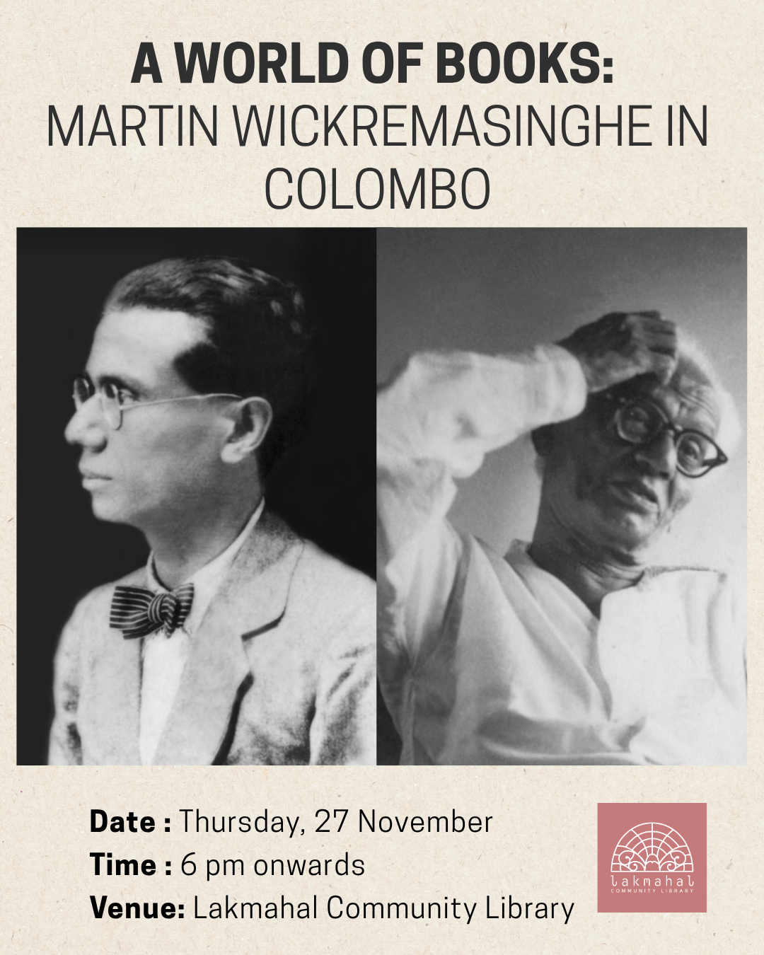 A World of Books: Martin Wickramasinghe in Colombo - Talk at Lakmahal Community Library